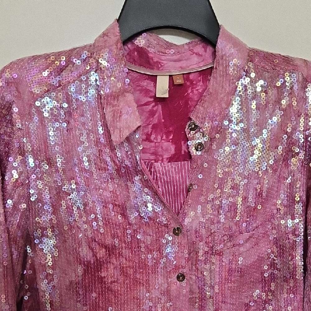 Pilcro Pink Sequin Top - Picture 4 of 6